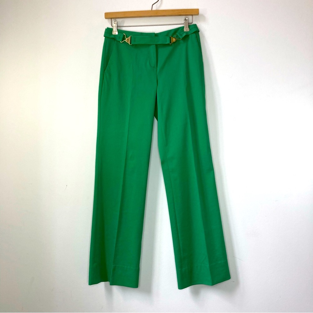 Diane Von Furstenberg Flat Front Wide Legged Green Trouser